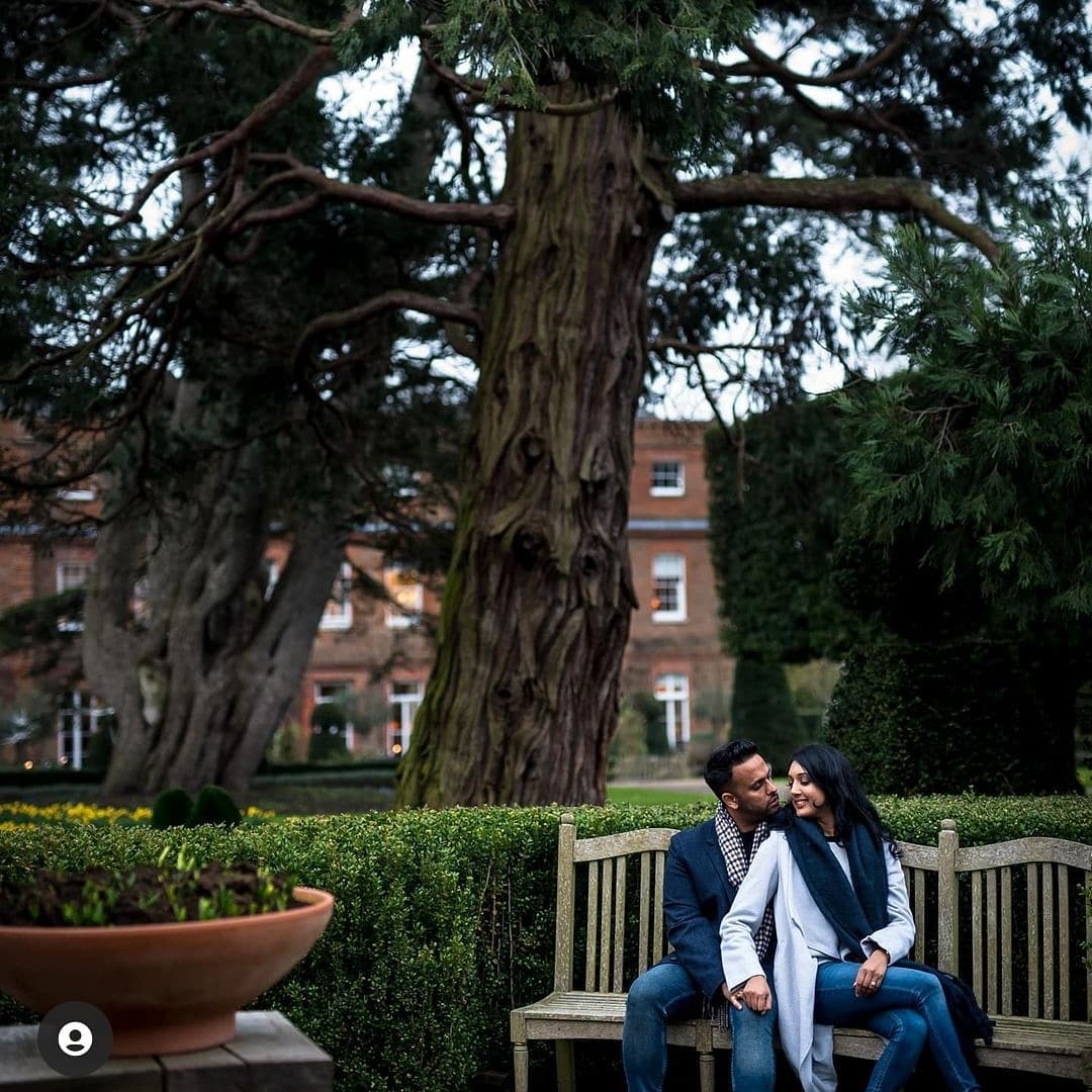 Romantic Couple in the formal gardens at The Grove