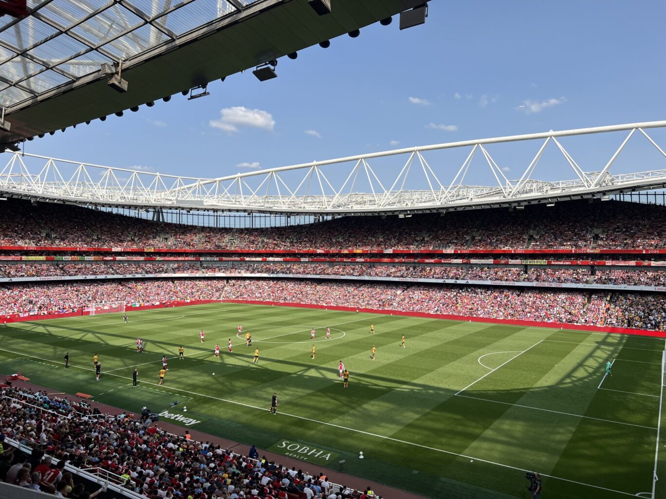 View of football pitch from Executive Box at the Emirates stadium